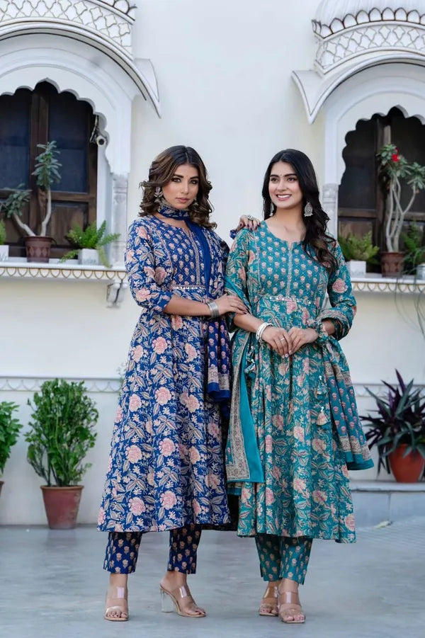 Kurta Blue Orchid Cotton Anarkali Suit