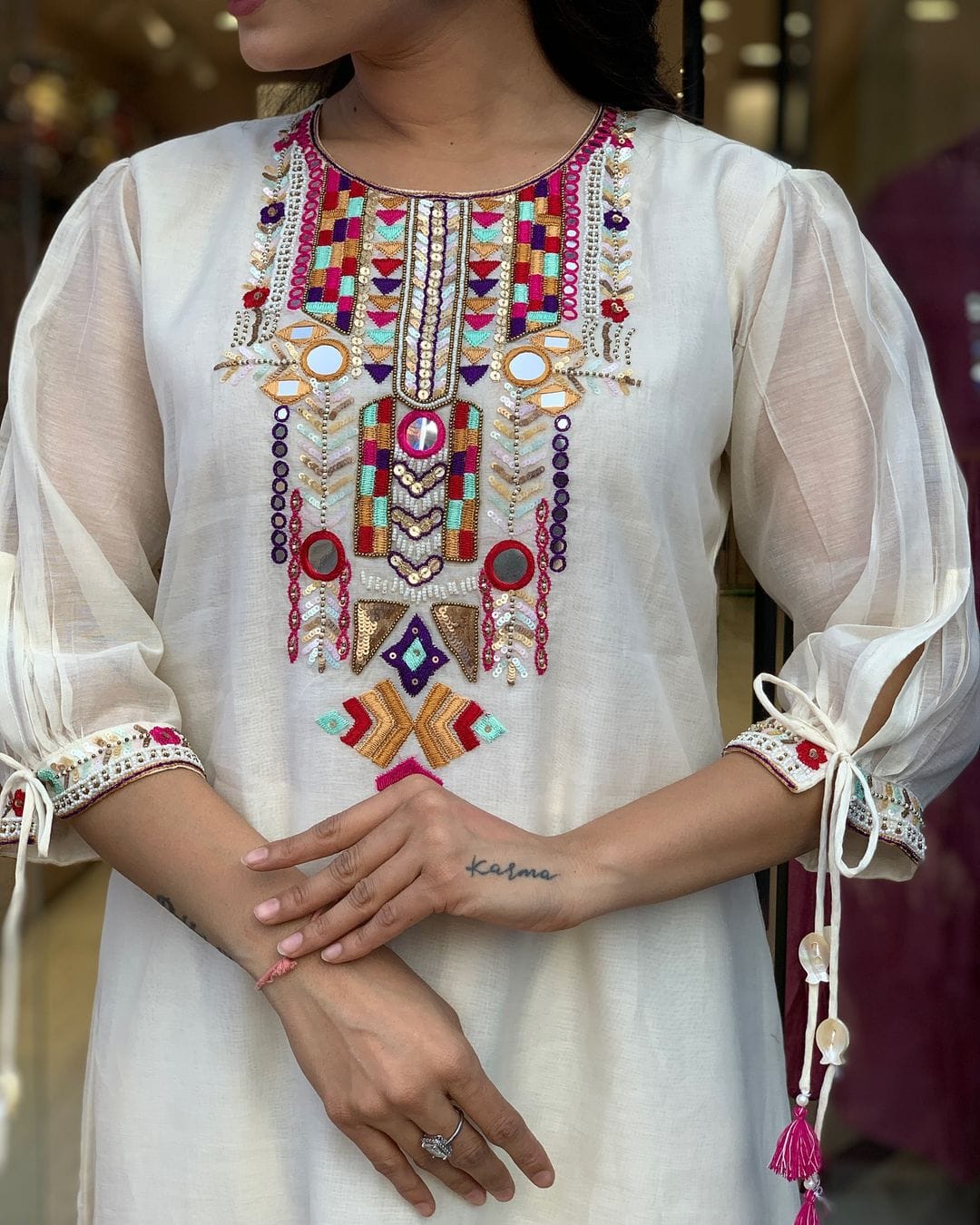kurta Ivory White Embroidered Kurta Set